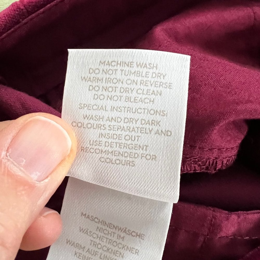 Boden Cranberry Velvet Straight Leg Trousers 18L NWT - Picture 9 of 9
